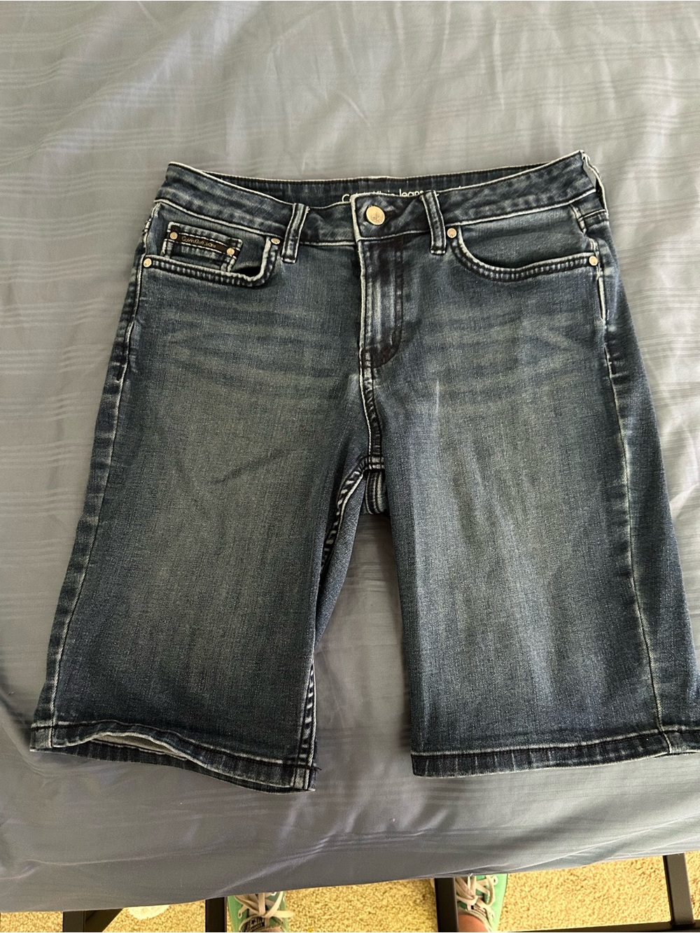 Calvin Klein Blue Washed Denim Bermuda Shorts
